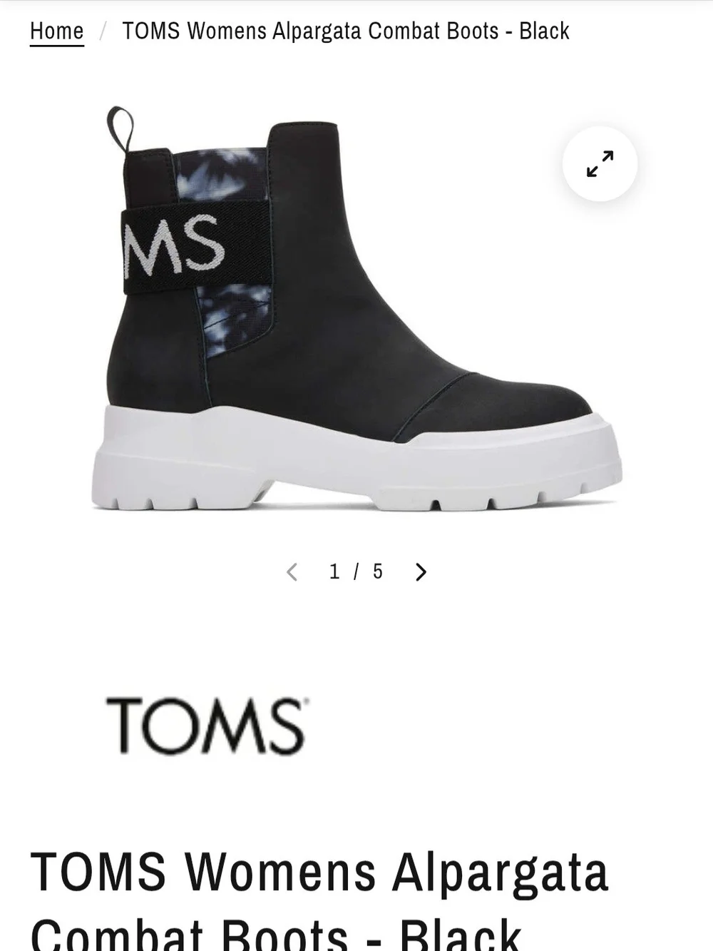 New Toms Black Ankle Booties with White Platform Sole